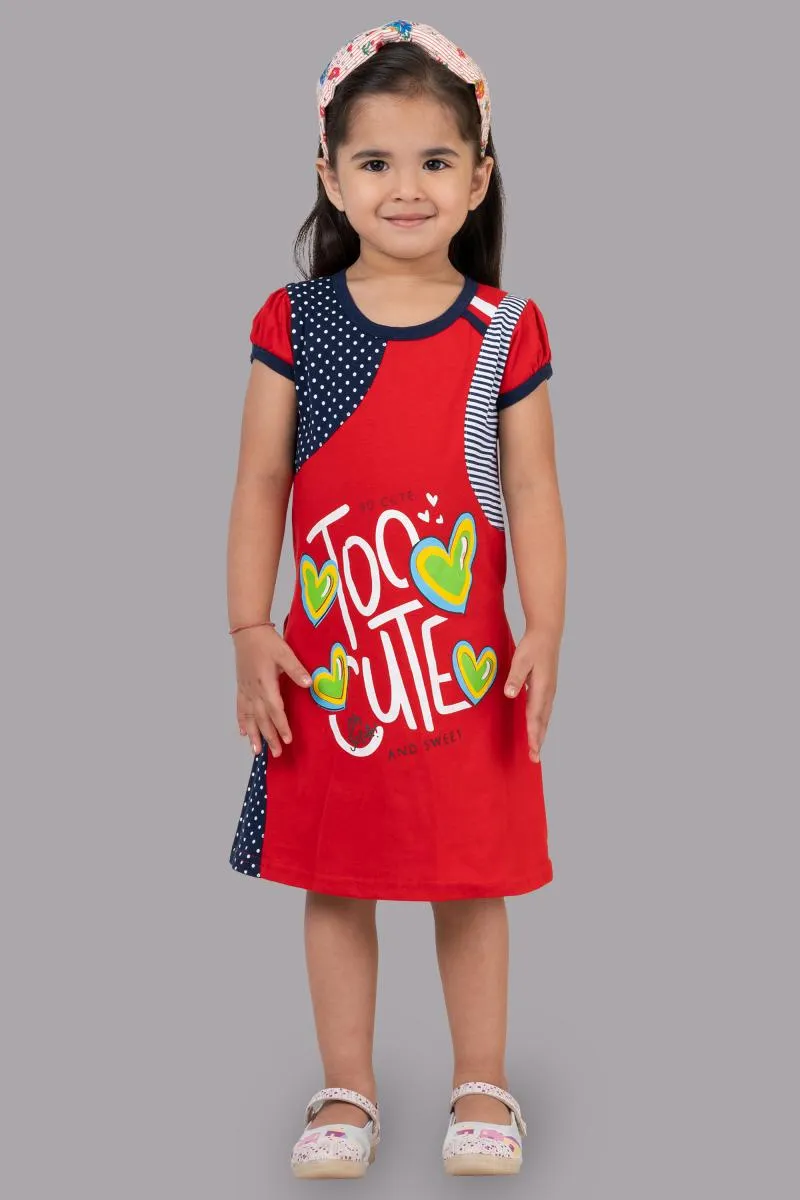 Girl's Pure Cotton Printed Dress (3 - 9 Yrs) 004013RED78YEA