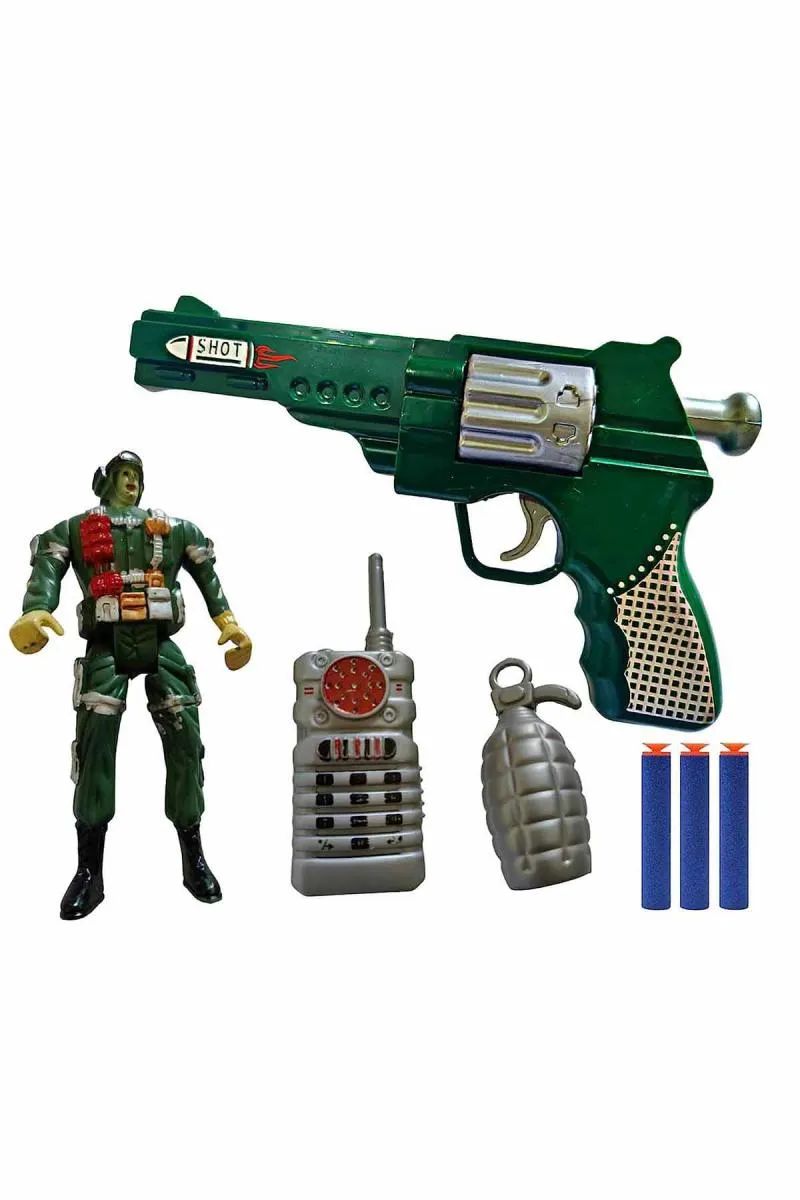 Soft Blaster Bullet Dart Shooting Toy With 3 Safe Foam Bullets With Army Man