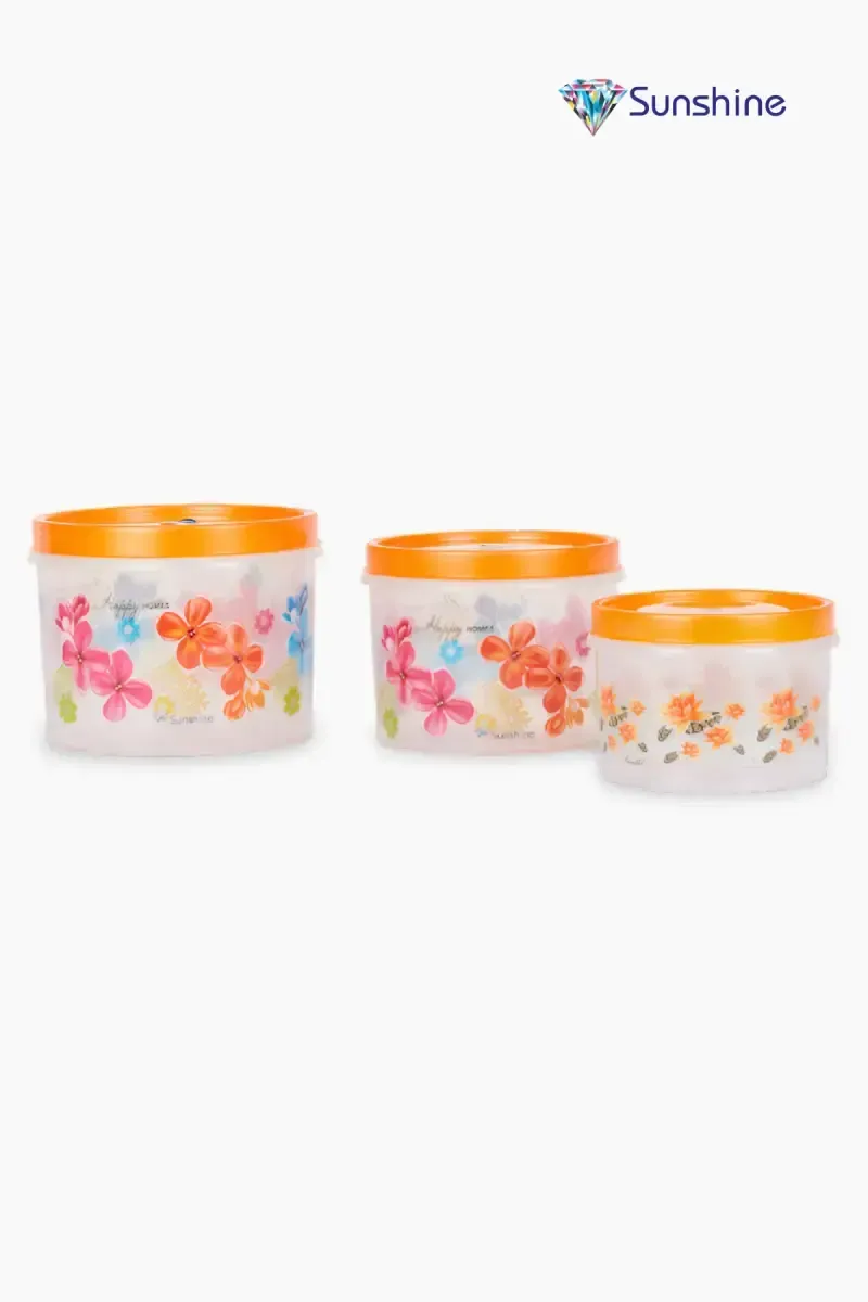 Plastic Printed Storage Container, Sunshine - Set of 3