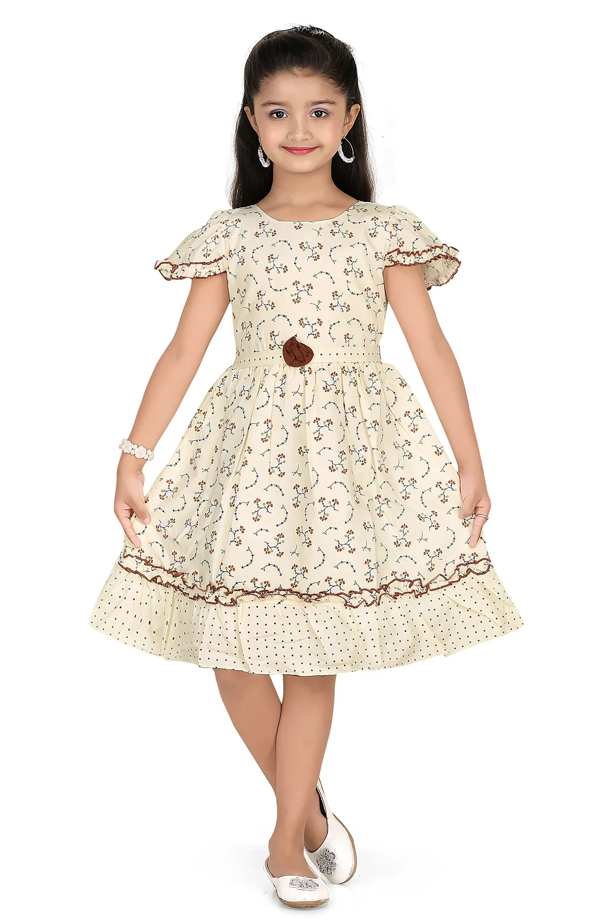 Girl's Polyester Printed Frock (3 -13 Yrs) 004484CRE1213YEA