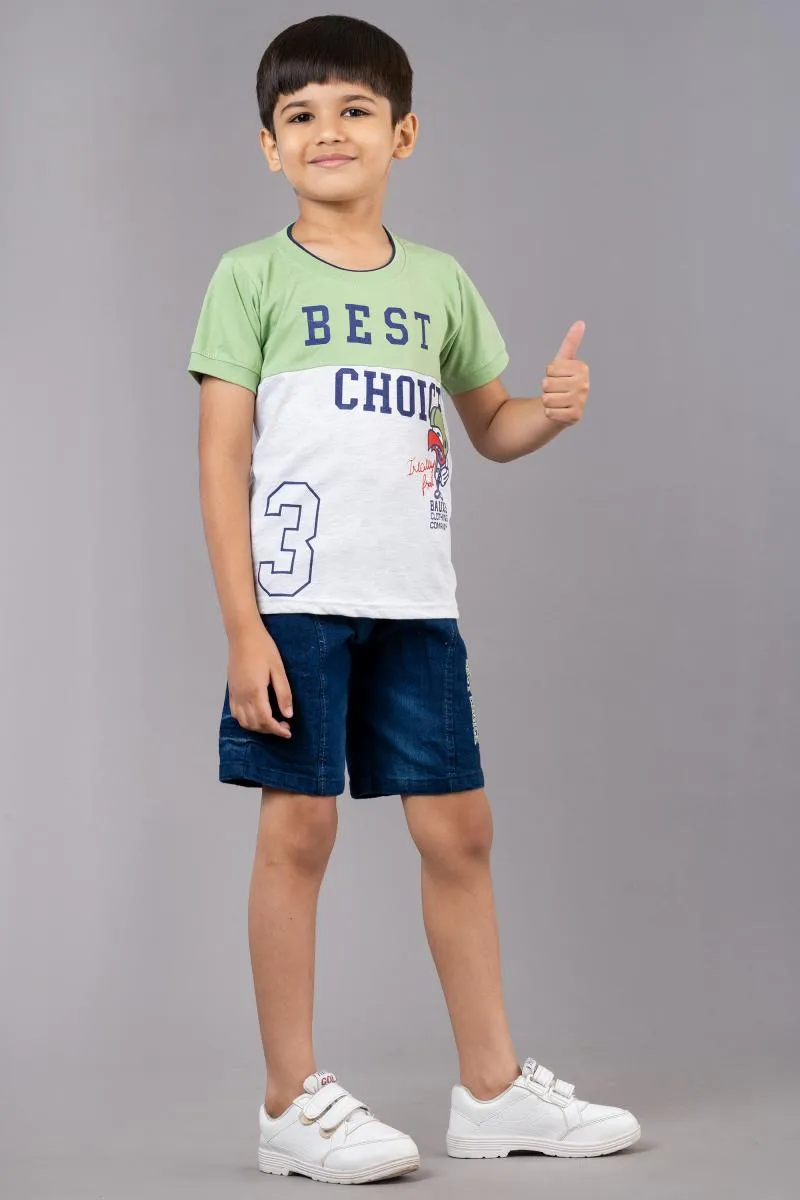 Printed T-shirt with Shorts Set for Boy (2-Pcs Set)