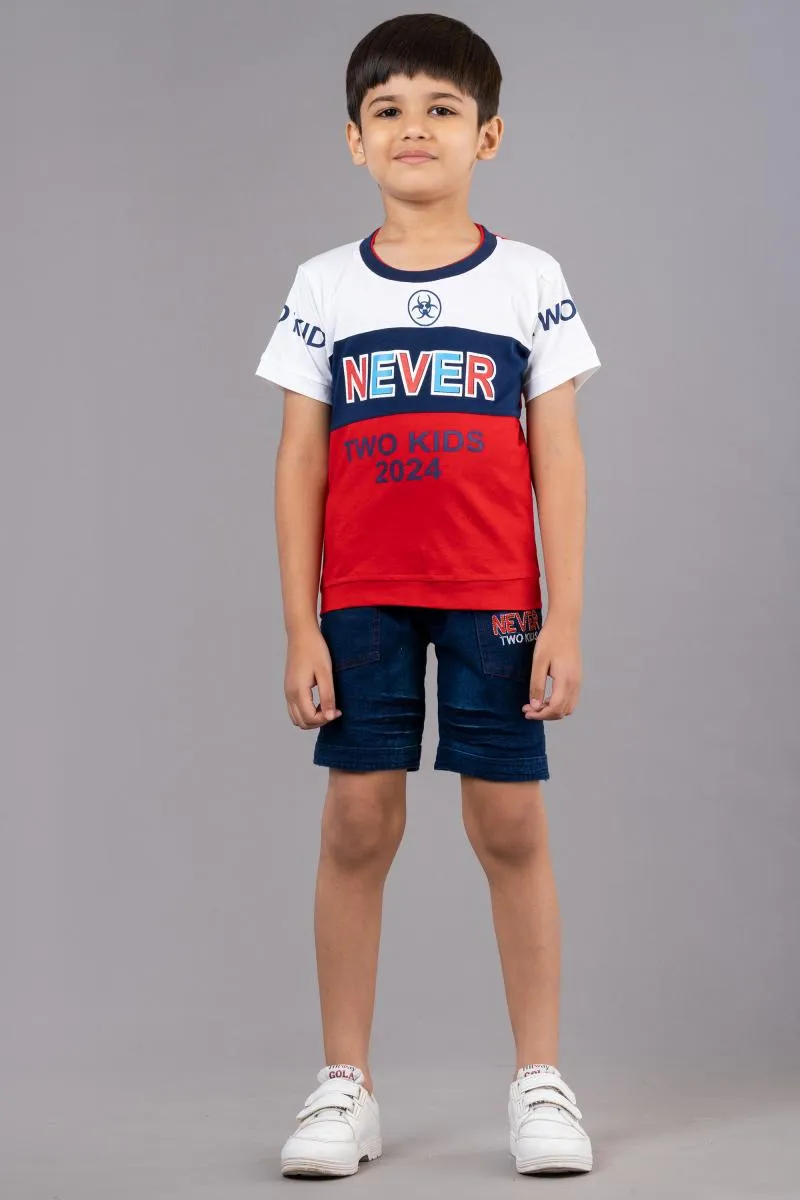 Boy's Printed T-shirt with Shorts Set (2-Pcs Set) 004514RED67YRS