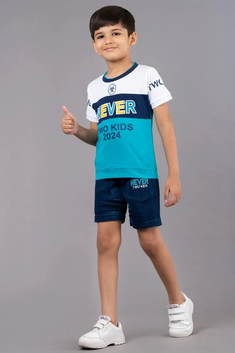 Boy's Printed T-shirt with Shorts Set (2-Pcs Set)