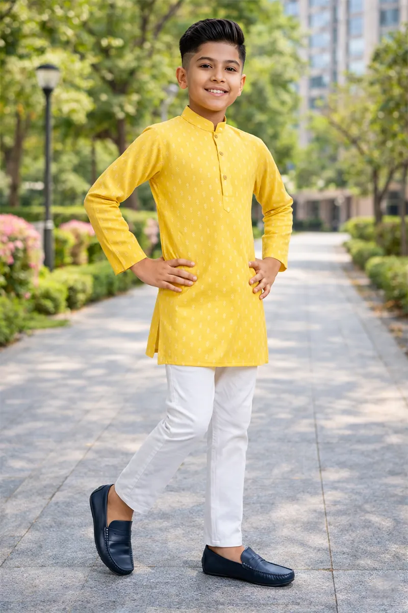 Boy's Kurta with Pyjama Set (2-Pcs Set) 004516YEL910YRS