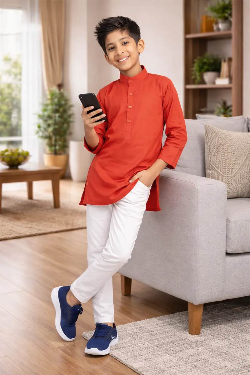 Kurta with Pyjama Set for Boy (2-Pcs Set) 004517RED56YRS