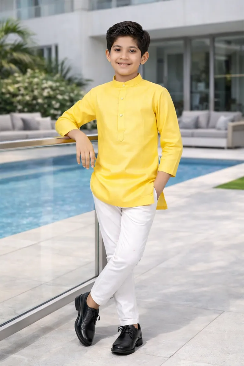 Kurta with Pyjama Set for Boy (2-Pcs Set) 004517YEL56YRS