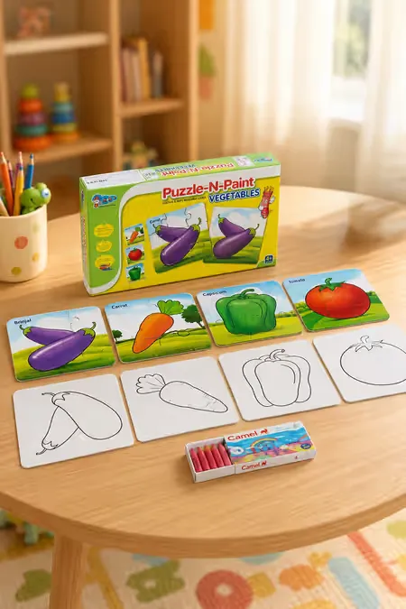 Puzzle & Paint Vegetables for Kids