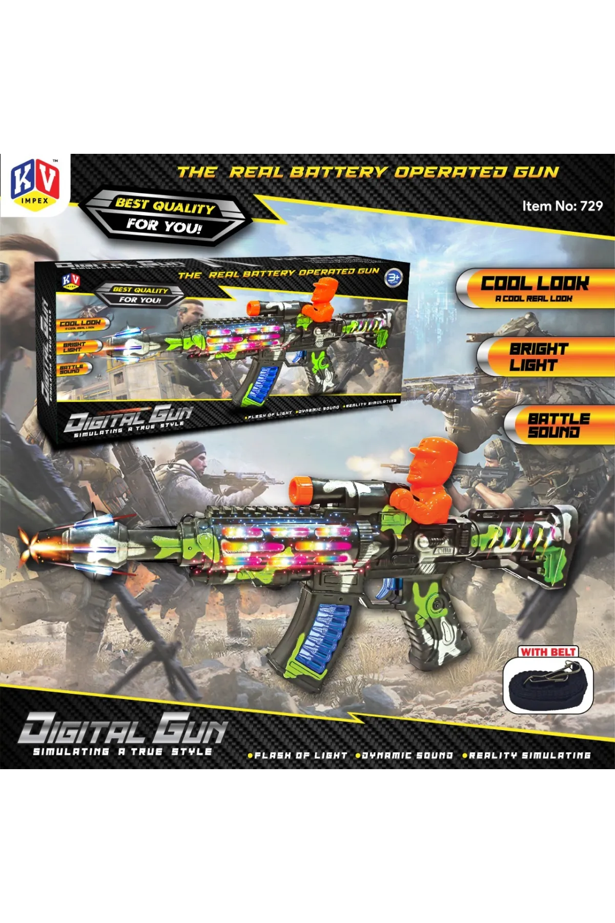 Toy Machine Gun With Shiny LED Lights (Color Design May vary)