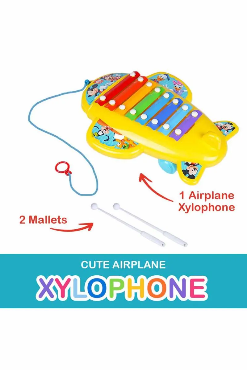 Ratna's Mickey And Friends Airplane Xylophone For Kids (Multicolor)