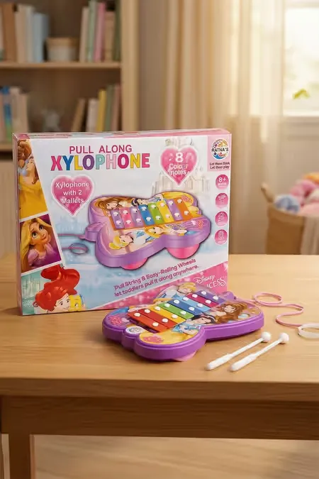 Ratna's Pull Along Xylophone Princess Toy For Kids (Multicolor)
