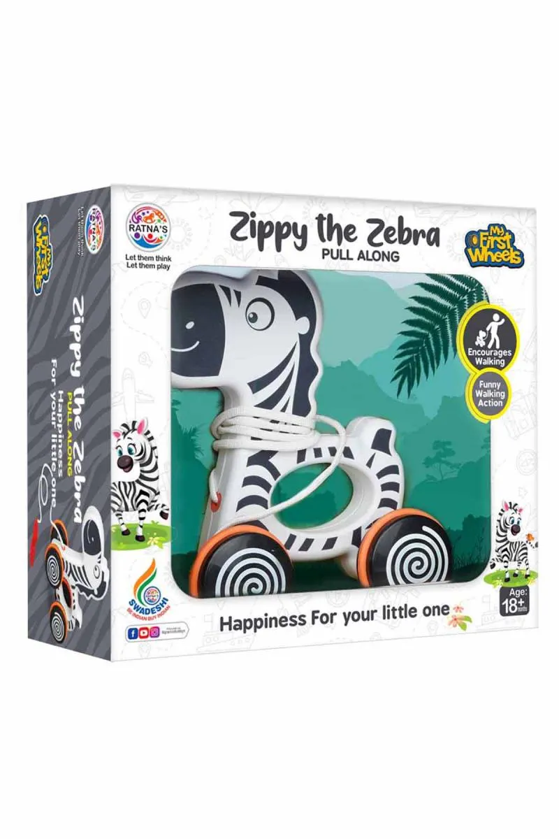 Ratna's  Zippy The Zebra Pull Along Toy For Kids (Multicolor, Pack of 1)