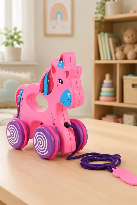Ratna's Sparky The Unicorn Pull Along Toy For Kids (Multicolor)