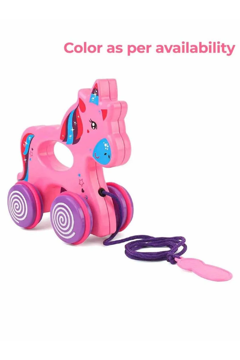 Ratna's Sparky The Unicorn Pull Along Toy For Kids (Multicolor)