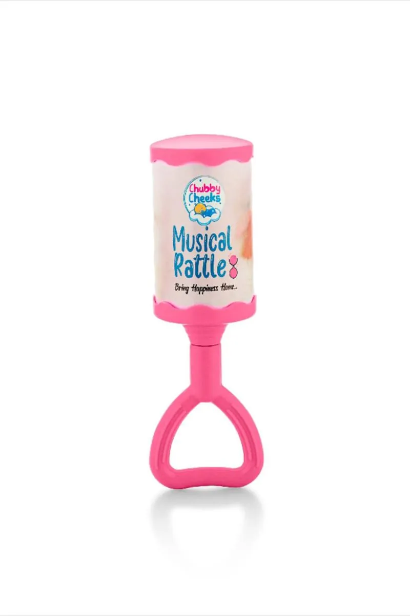 Chubby Cheeks Musical Rattle For Kids (Pink) - Pack of 1