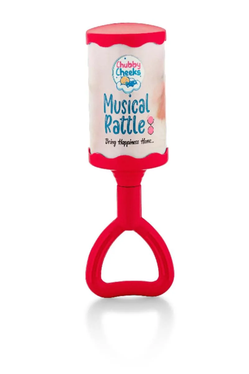 Chubby Cheeks Musical Rattle For Kids (Red) - Pack of 1