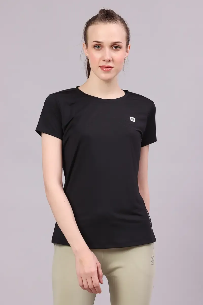Polyester Solid T-Shirt for Women 004974MBLA