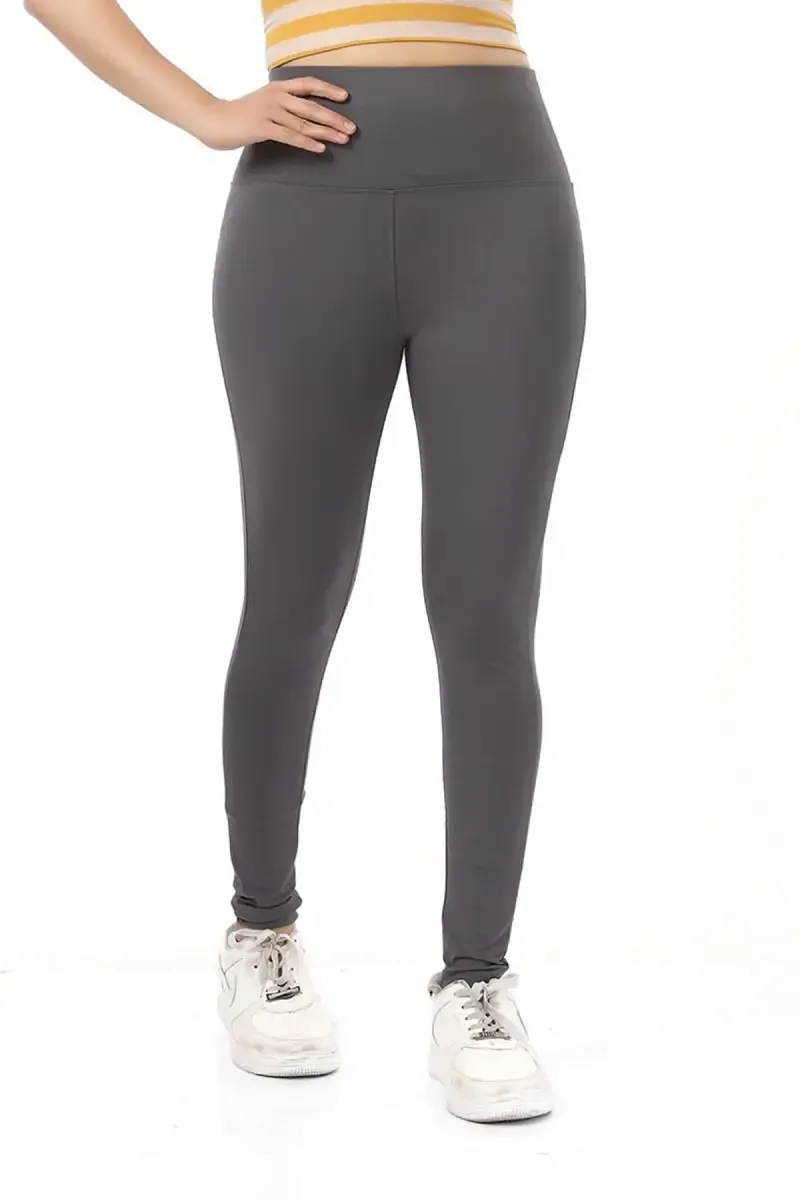 Women's Polyester Solid Yoga Pants 004986GREM