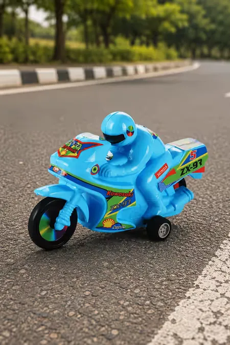 Kawasaki Pull-Back Bike Toy - Blue 005006BLU