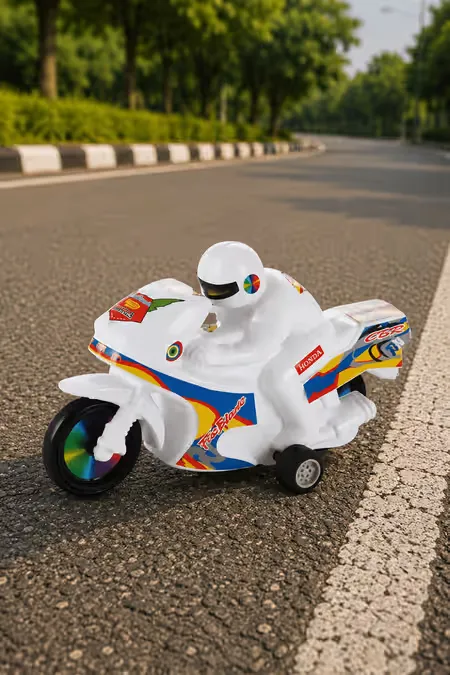 Kawasaki Pull-Back Bike Toy - White 005006WHI