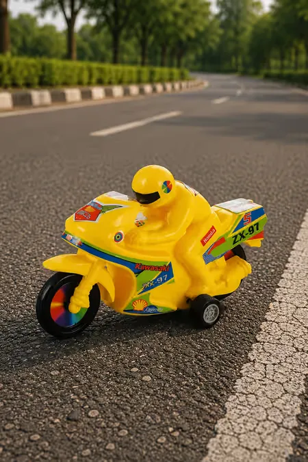 Kawasaki Pull-Back Bike Toy - Yellow