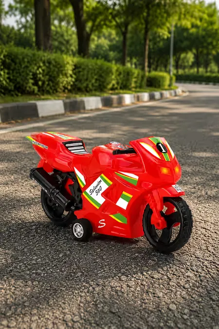 Pull Back Action Splendor 360 Bike Toy - Red