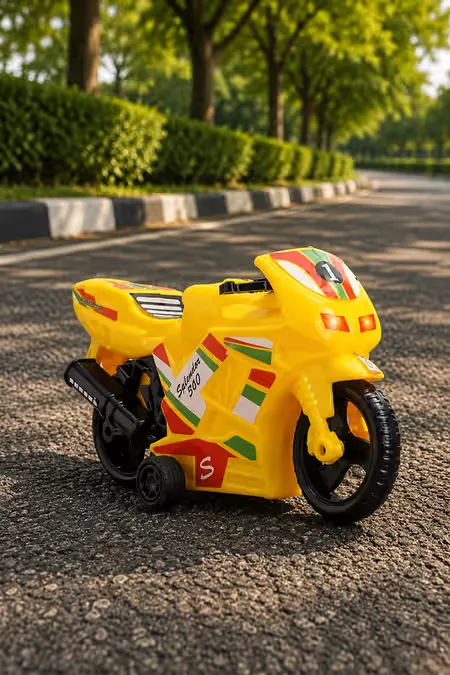 Pull Back Action Splendor 360 Bike Toy - Yellow 005010YEL