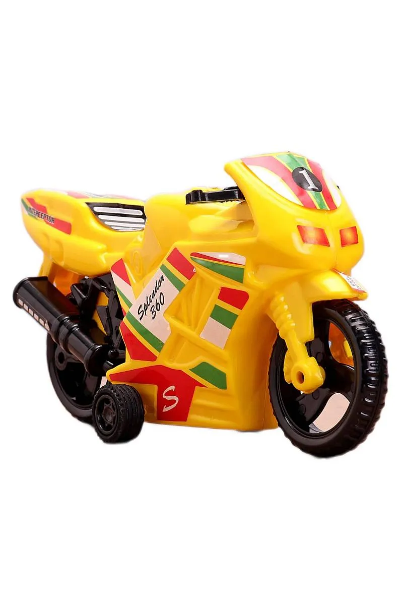 Pull Back Action Splendor 360 Bike Toy - Yellow 005010YEL