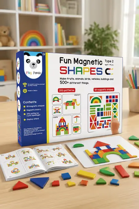 Magnetic Board puzzles for kids ( 58 Magnetic Shapes, 200+ Pattern Book )