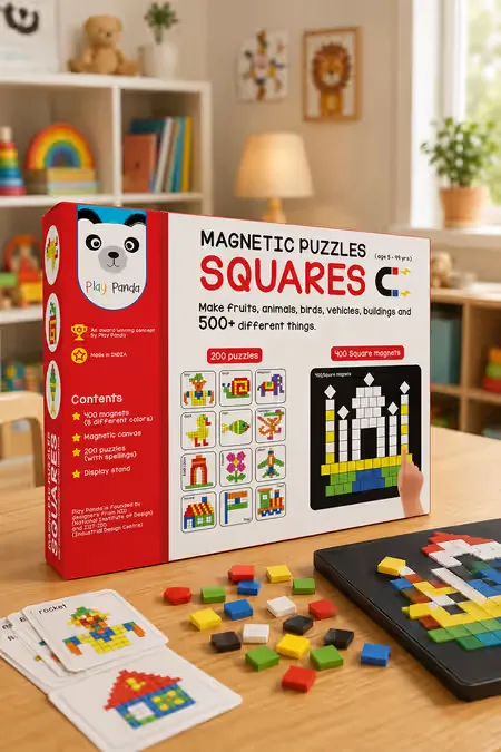 Magnetic Square Puzzles (400 Magnets & 200 Puzzles)