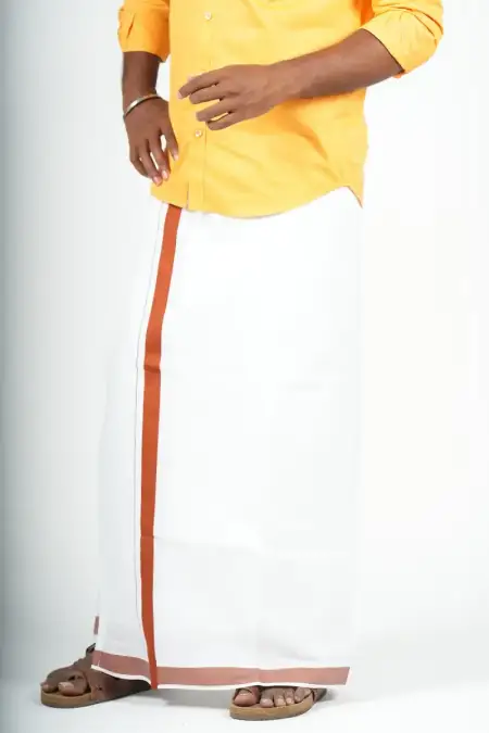 Men Cotton Velcro Dhoti with Pocket - 2 Mtr