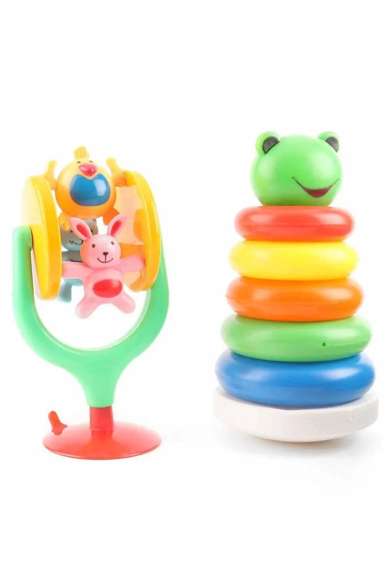 2 In 1 Toddlers Gift Set For Kids (Highchair spinner + Stacking Rings) 