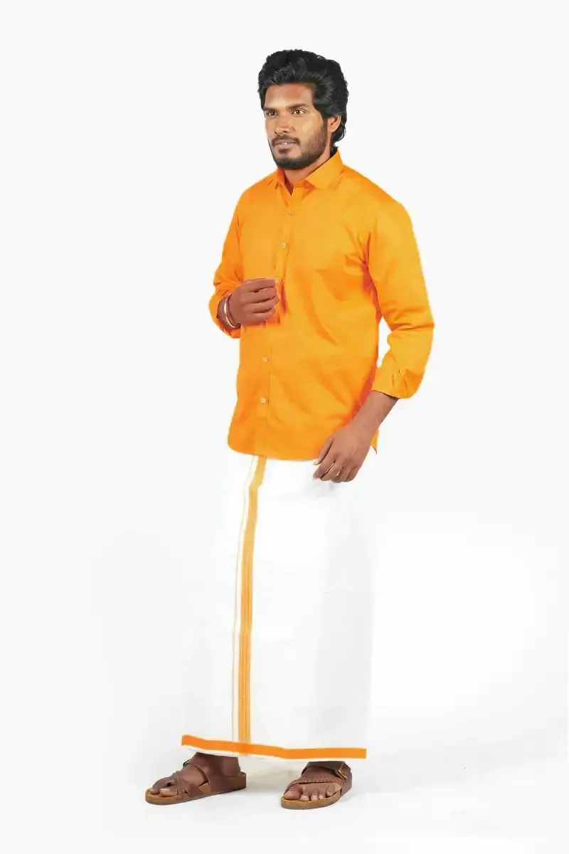 Men's Cotton Shirt with Dhoti Set (2-Pcs Set) 005253PEA42