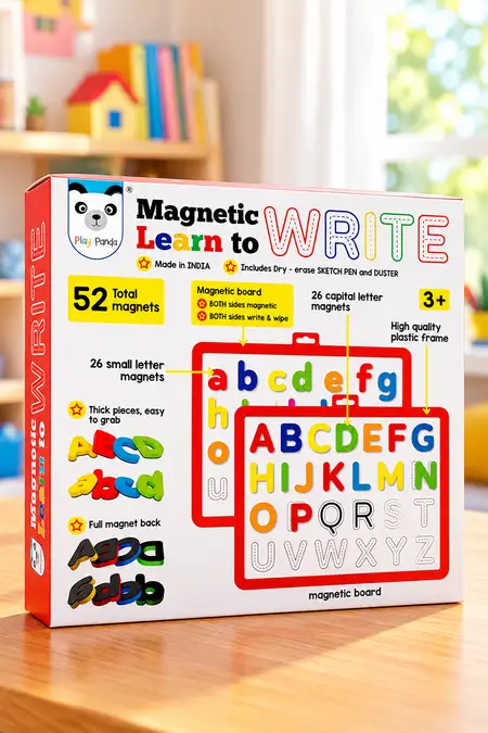 Write & Wipe Magnetic Board with 26 Magnetic Capital & Small Letters