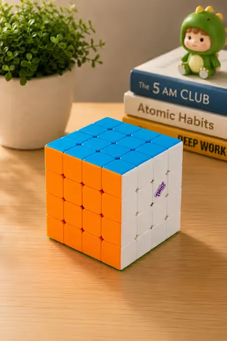 Twist 4x4 Sticker less Speed cube Puzzle (Multicolor)