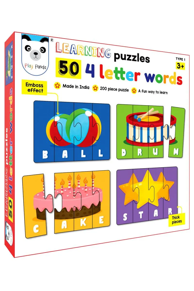 4 letters Words Educational Puzzles For Kids (50 Puzzles & 200 Pcs)