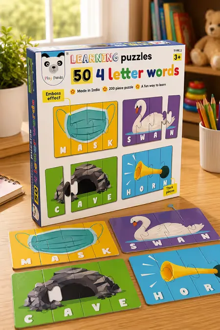 4 Letter Words Learning Puzzles For Kids(50 Puzzles & 200 Pcs)  005656MUL