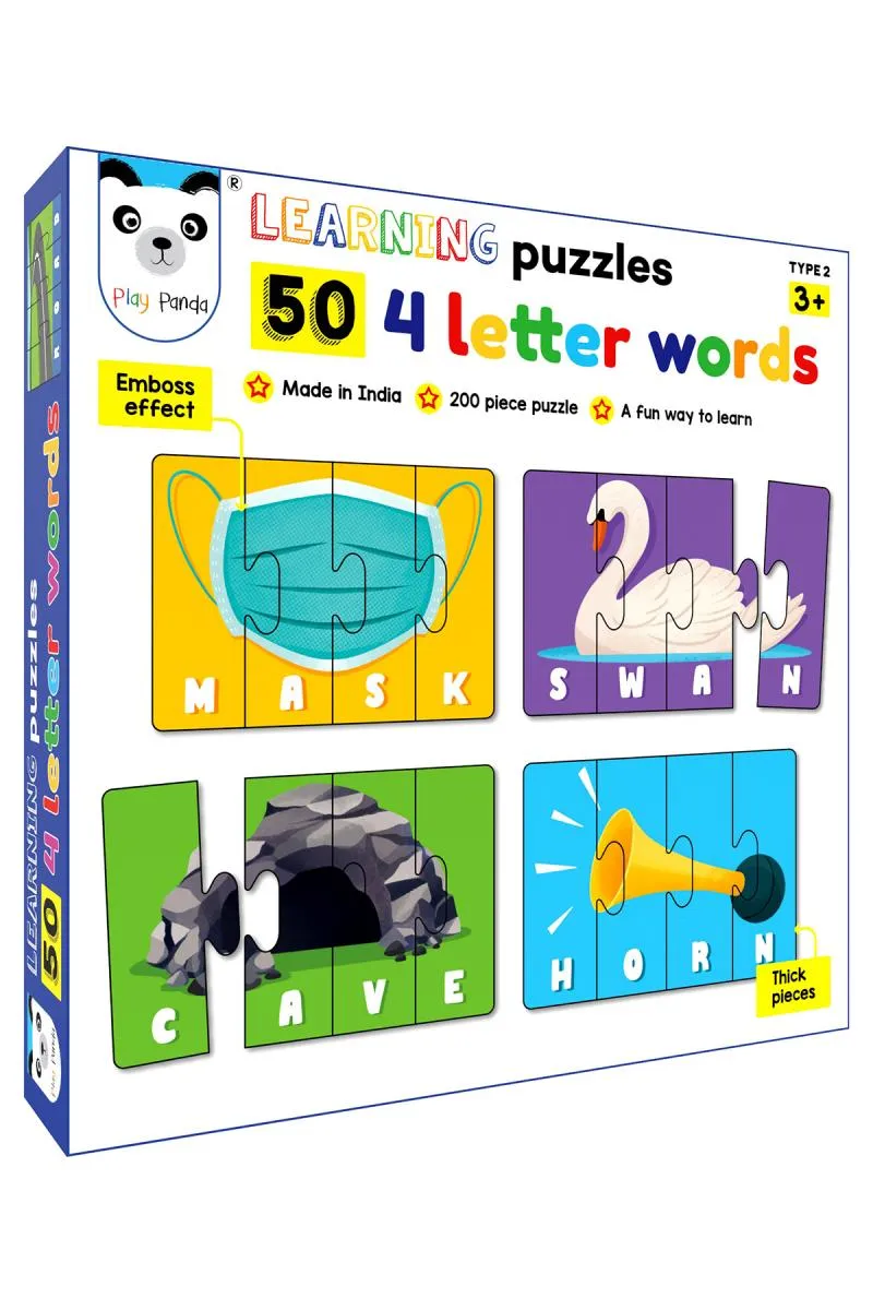 4 Letter Words Learning Puzzles For Kids(50 Puzzles & 200 Pcs)