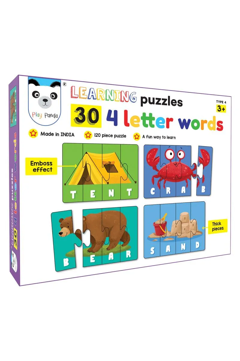 4 Letter Word Learning Puzzles for Kids (30 Puzzles & 120 Pcs)