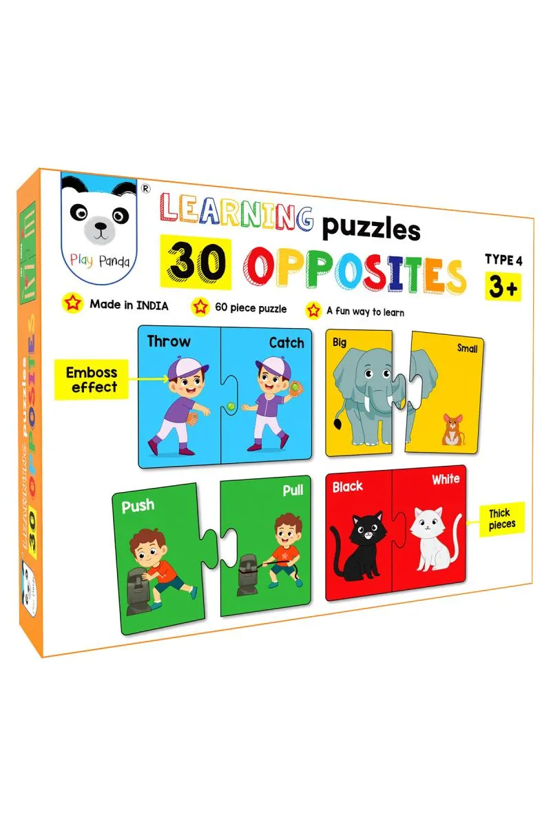 Opposites Words Learning Puzzles for Kids - (30 Puzzles, 60 Pcs)
