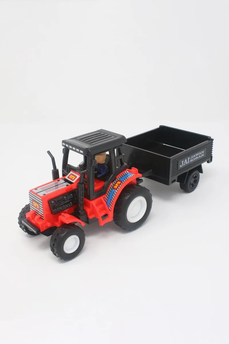 Tractor Trolley Pull Back Toy - Red  005683RED