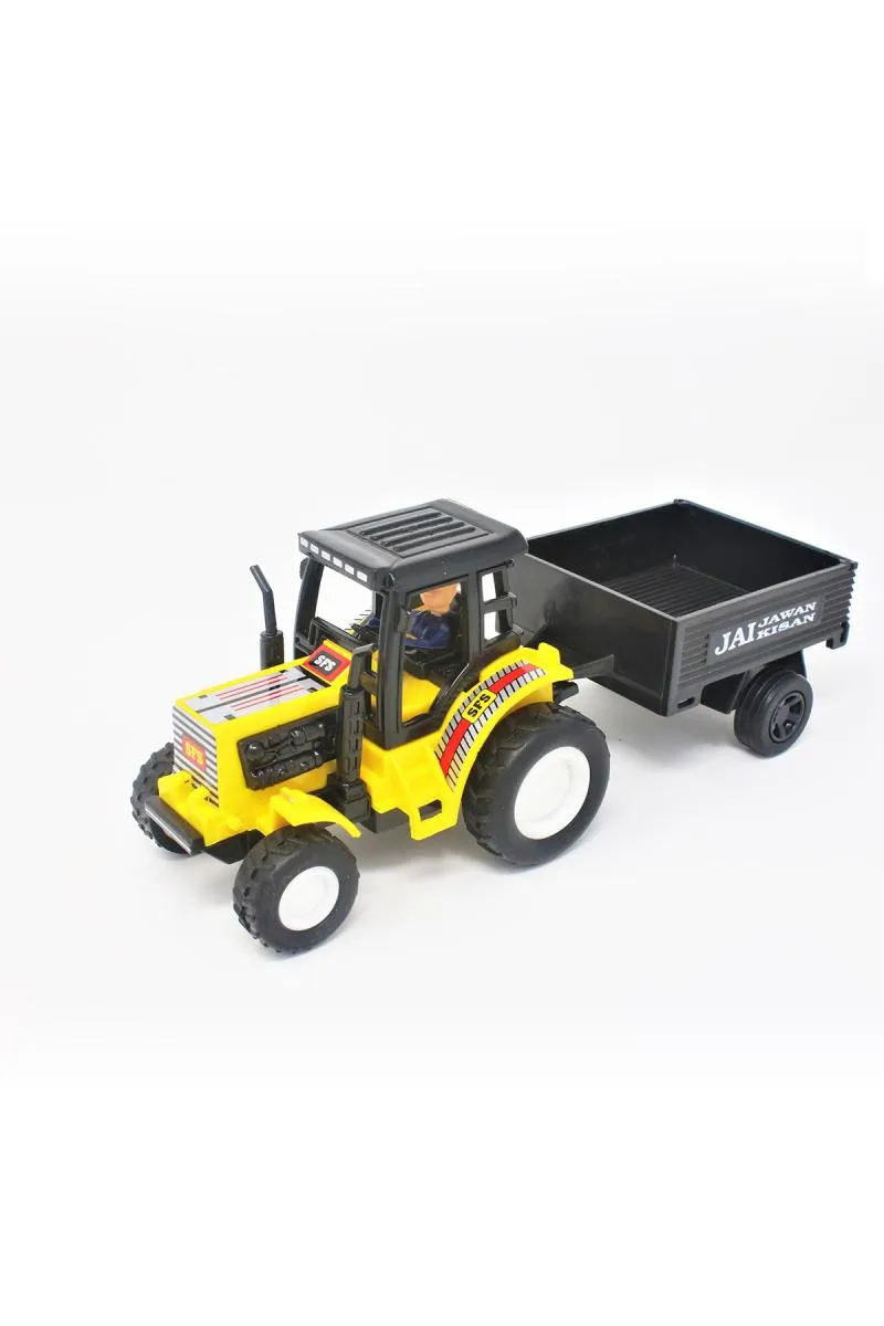 Tractor Trolley Pull Back Toy - Yellow