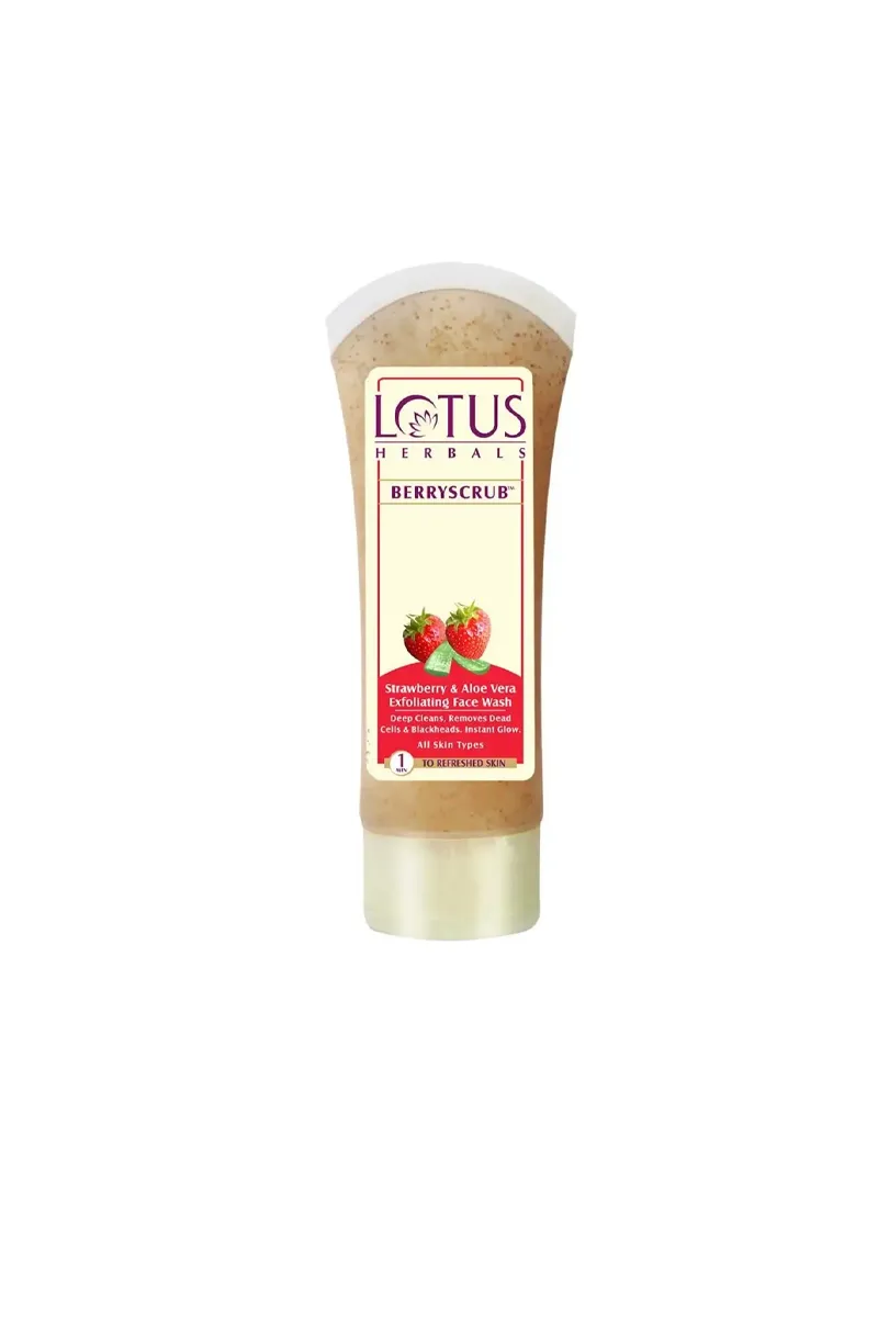 Lotus Herbals Berry Scrub Strawberry & Aloe Vera Exfoliating Face Wash - 80gm
