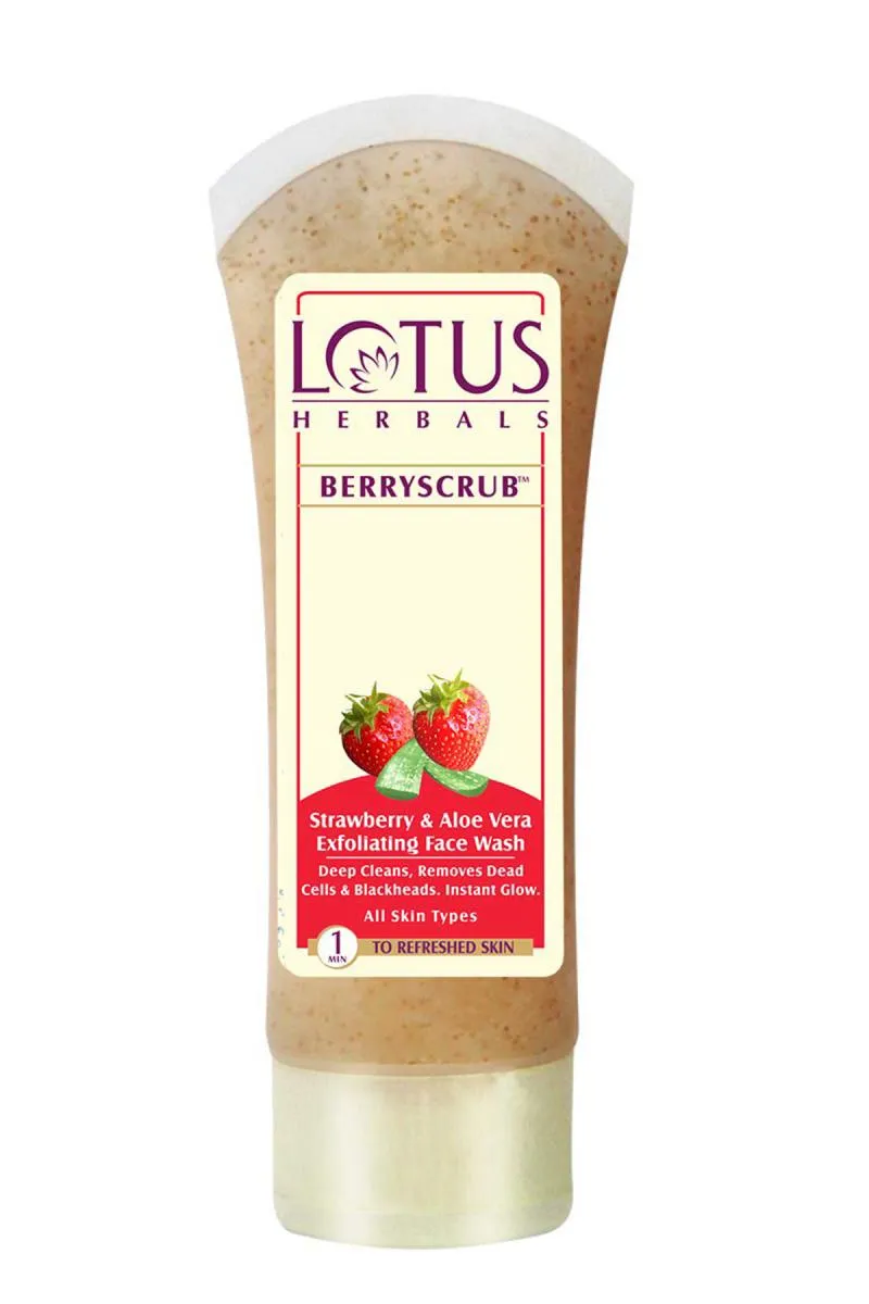 Lotus Herbals Berry Scrub Strawberry & Aloe Vera Face Wash - 80gm