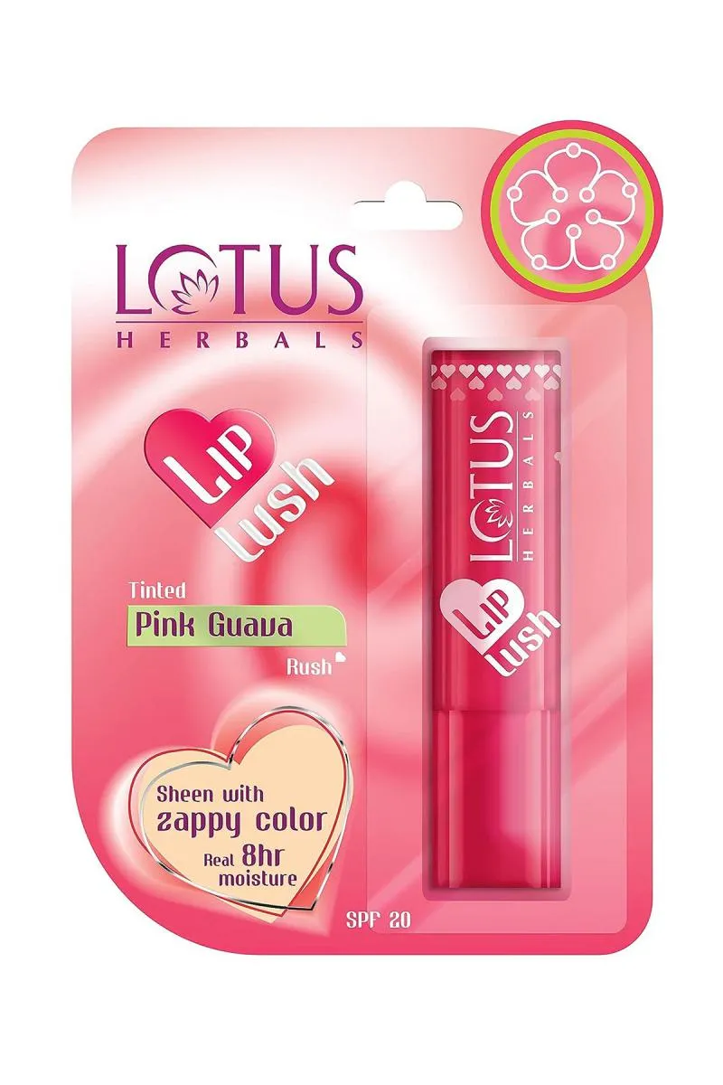 Lotus Herbals Lip Lush Tinted Lip Balm With SPF 20 (Pink Guava)