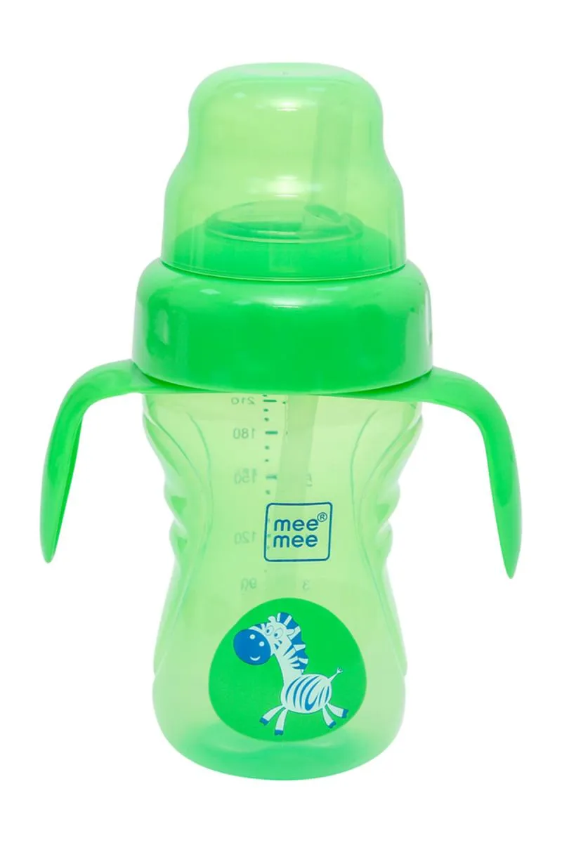 Mee Mee Sipper Cup with Soft Spout & Straw  (Green Web)-240 ml