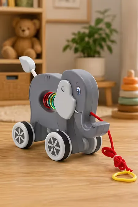 Elephant Pull Along Buddy Toy (Grey)