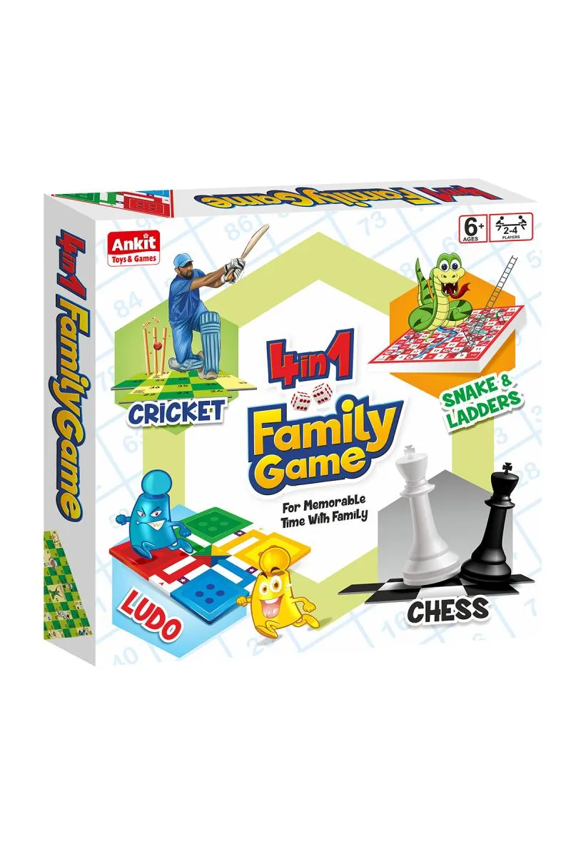 4 in 1 Family Game (Chess, Ludo, Cricket, Snake & Ladder)