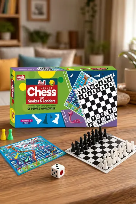 2 In 1 Chess with Snakes & Ladders Board Game