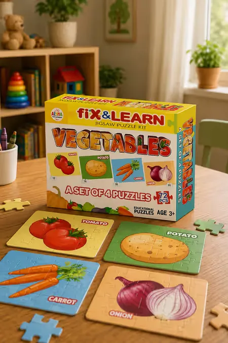 Fix N Learn Vegetables Jigsaw Puzzle Kit For Kids - Pack Of 1