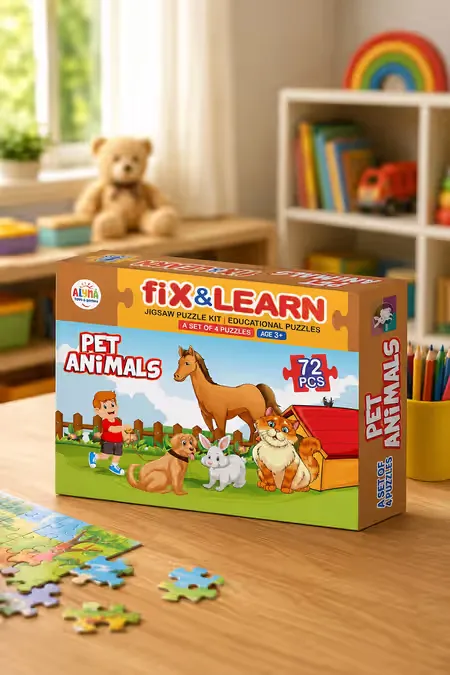 Fix N Learn Pet Animal Jigsaw Puzzle Kit For Kids